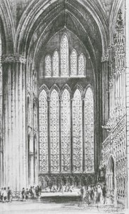 Vinduet med de fem søstre, York Minster (litografi) af Frank Greenwood