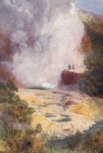 New Zealand: The Champagne Cauldron (farvelitografi) af Frank H Wright