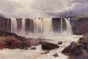 New Zealand: Wairua Falls (farvelitografi)