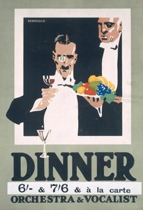 Annonce for middag og orkester og vokalist (farve litho)