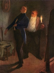 Hr. Jingle klædt i hr. Nathaniel Winkles jakkesæt (farvelitografi) af Frank Reynolds