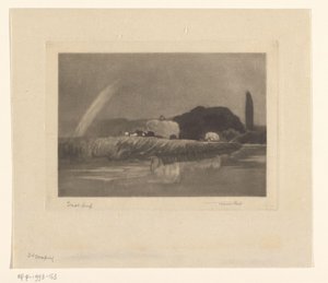 Høballer på vogne på bredden af ​​Themsen Høslæt på Themsen nær Wargrave af Frank Short (signed by artist)