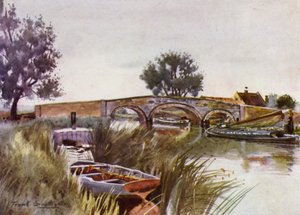 Norfolk Broads: Acle Bridge (farve litho) af Frank Southgate