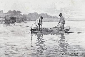 Norfolk Broads: Hauling up the Eel-Pods af Frank Southgate