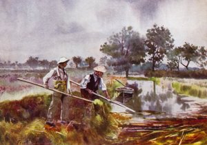 Norfolk Broads: Marshmen Weed-Liftingdani af Frank Southgate