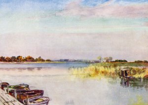 Norfolk Broads: Ormesby Broad, Autumn (color litho) af Frank Southgate
