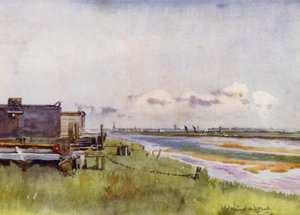 Norfolk Broads: Yarmouth fra Breydon (farve litho) af Frank Southgate