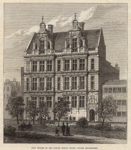 Nye kontorer for London School Board, Thames Embankment (gravering) af Frank Watkins