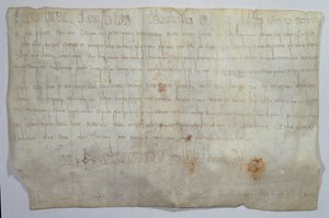 Dokument underskrevet af kejser Karl den Store (742-814) med hans monogram (pergament) af Frankish School