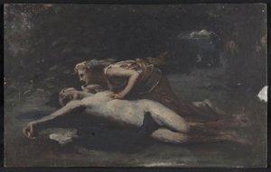Pyramus og Thisbe, ca. 1875 (olie på træ)