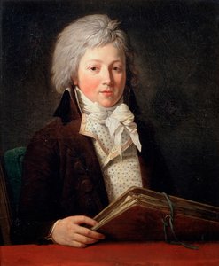 Portræt af en ung mand, der holder en mappe med tegninger, 1791. af François André Vincent