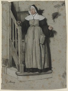 Adgangsbrevet, Interiør af et Kloster, ca. 1867. af François Bonvin
