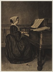 Kvinde ved Spinet, 1860. af François Bonvin
