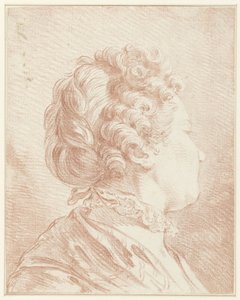 Damehoved mod højre med blondekrave af François Boucher (possibly)