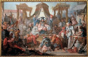 Publikum for kejseren af Kina. Undersåtter lægger sig ned foran kejseren. Maleri af Francois Boucher af François Boucher