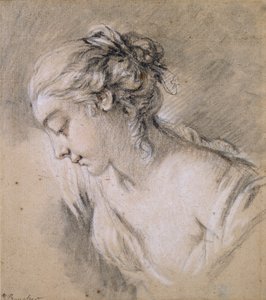 Buste af en pige i profil til venstre, midten af 1700-tallet af François Boucher