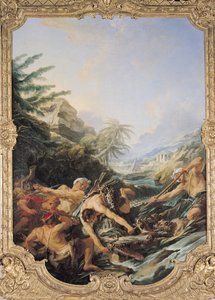 Krokodillejagt (olie på lærred) af François Boucher