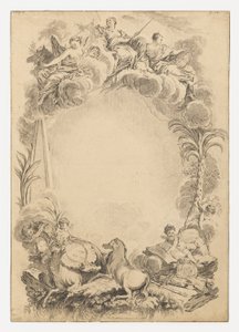 Design til en escutcheon til ære for William Earl Cowper (ca. 1665-1723) af François Boucher