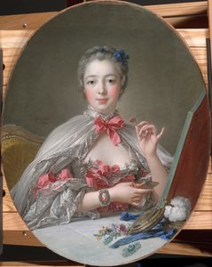Madame de Pompadour ved sit toilet, ca. 1760 af François Boucher