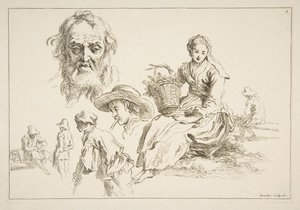 Skitseark, ca. 1735. af François Boucher