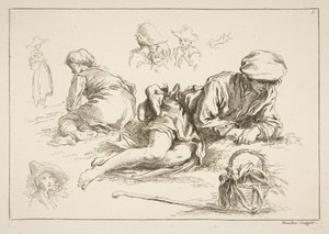 Skitseark, ca. 1735. af François Boucher