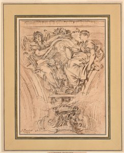 Spandrel dekoration: berømmelse og sandhed bifalder Louis XV af François Boucher