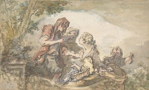 Spåkonen, 1700-tallet. af François Boucher