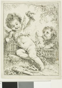 To putti med en fugl af François Boucher