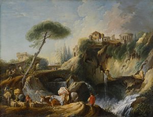 Udsigt over Tivoli med Vesta-templet, ca. 1749 af François Boucher