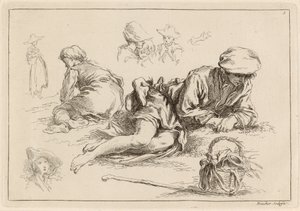 Figurstudier inklusive Reclining Boy