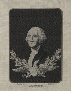 George Washington, ca. 1876 (jacquardvæv-vævet silke på papirmåtte med dekoration af kobberlegeret folie) af François Carquillat
