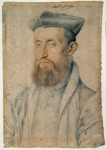 Portræt af Mellin de Saint-Gelais (eller Saint Gelais, Saint Gelays, Saint Gelays, Saint-Gelais, Saint Gelais) (1495-1558), fransk digter. Tegning med blod og sort sten af ​​Clouet Francois (1515-1572), omkring 1500. Chantilly, Musee Conde af François Clouet