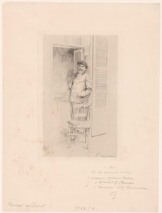 Portræt af Félix Hilaire Buhot af François Courboin (signed by artist)