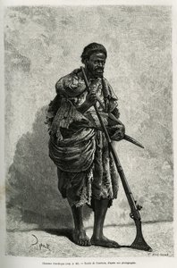 Antilopejæger. Indgravering af Courboin, for at illustrere det algeriske Sahara, af V.Largeau, i 1874-1878, udgivet i Tour du monde, under ledelse af Edouard Charton (1807-1890) af François Courboin