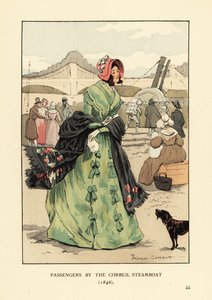 Passagerer med Corbeil Steamboat, Paris af François Courboin