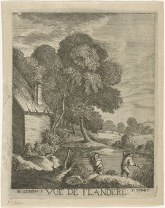 flamsk landskab Vue de Flandere (titel på objekt) af François Deroy