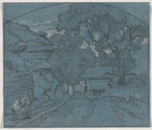 Landskab med to munke, ca. 1840.