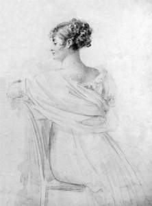 Portræt af fru Récamier, sort kridt, akvarelstreger, af François Gérard. af François Gérard