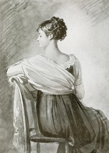 Portræt af fru Récamier, sort kridt, akvarelstreger, af François Gérard. af François Gérard