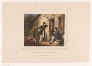 Jægere møder vildtholderen om morgenen Rendezvous du matin, chez le garde (titel på objekt) Jægere med våben (serietitel) Chasses au Tir (serietitel på objekt)