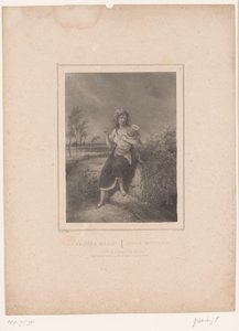 Mor med træstamme pakket ind i stof Pauvre blot! / Stakkels mor (titel på objekt) Tolv repræsentationer af forskellige figurer (serietitel) Album de douze sujets (...) (serietitel) af François Grenier