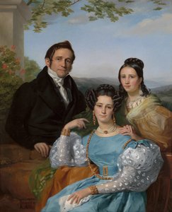 Portræt af Théodore Joseph Jonet og hans to døtre, 1832.