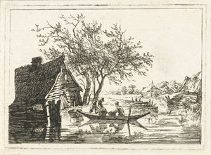 Flodlandskab med gård