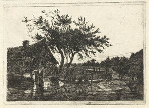 Flodlandskab med gård
