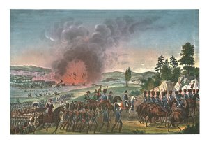 Franskmændenes tilbagetog efter slaget ved Leipzig, 19. oktober 1813, c1850