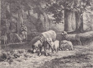 Fårene, fra Magasin Pittoresque, 1862. af François Rouget