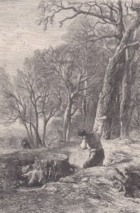 Vinterscene: stubtrækkeren, fra Magasin Pittoresque, ca. 1852. af François Rouget