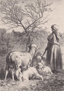 En hyrdinde, ca. 1852. af François Rouget