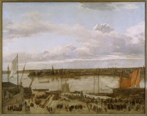 Udsigt over havnen i Nantes af François Sablet