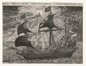 Statsskibet, 1620 Allegori om landets lykkelige tilstand efter synoden i Dordrecht Idé Belgicarum Provinciarum Confaederatarum (titel på objekt) af François Schillemans